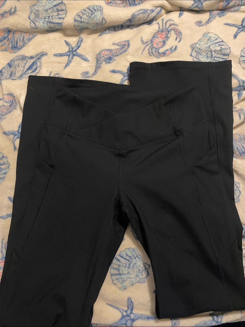 Fabletics Black Ribbed High-Rise Leggings